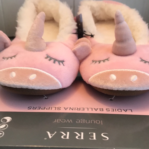 Ladies Unicorn Ballerina Style Slippers - Picture 3 of 9